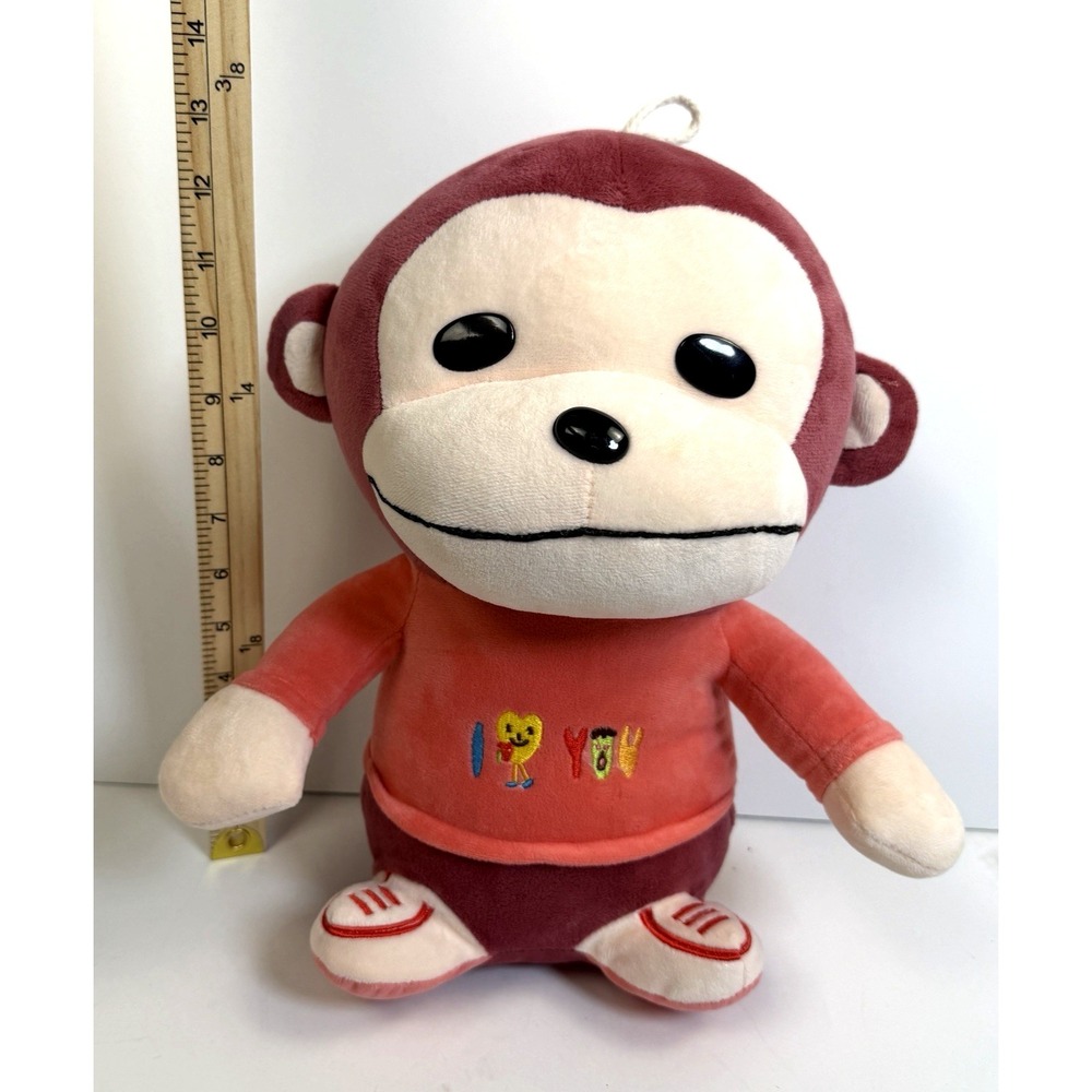 Unbranded Monkey Plush Stuffed Animal I Love You Pink Large Soft Toy 13" - Picture 3 of 7